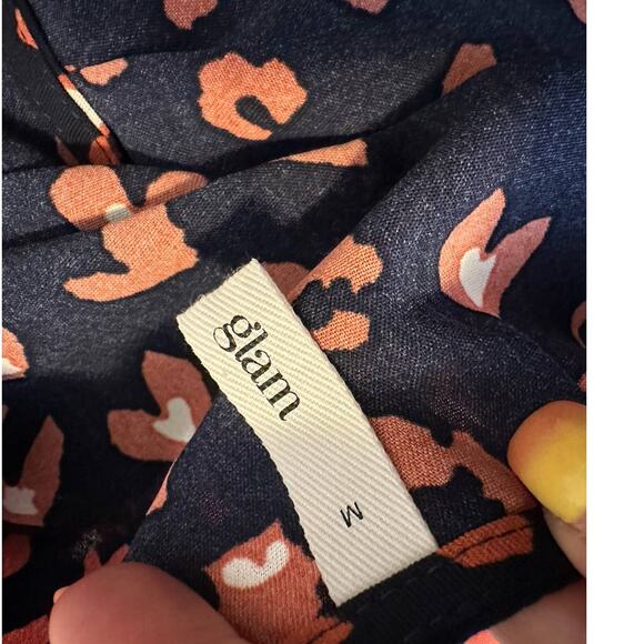 Glam navy blue animal print long sleeves dress size M - Picture 3 of 12